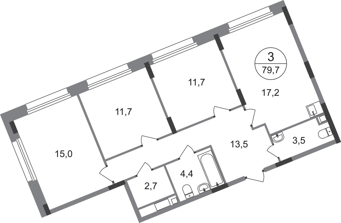 3-BD Apartment Sale, 79.7平方米 at Peredelkino Blizhnee, Korneya Chukovskogo Street, 1, Vnukovskoye Settlement, Moscow, Russia #1