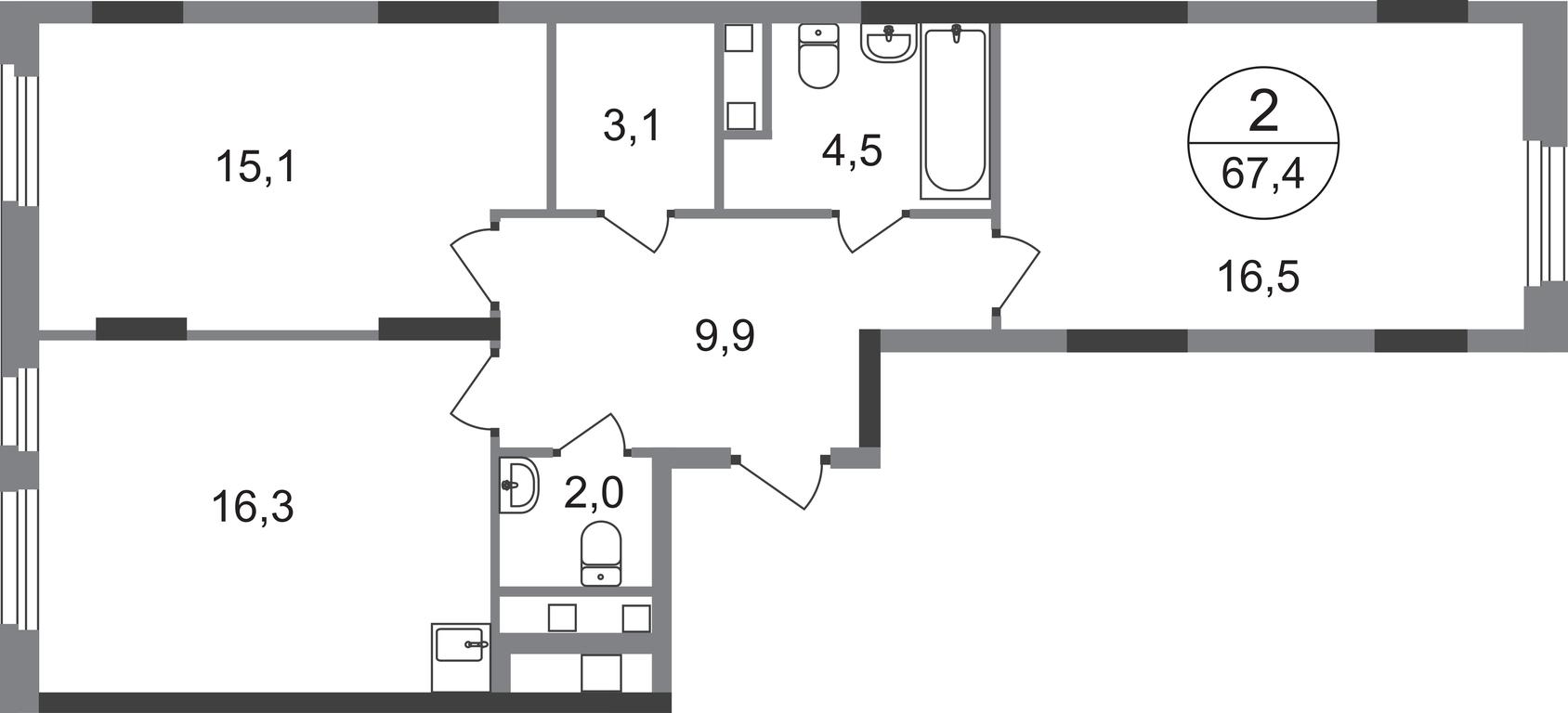 2-BD Apartment Sale, 67.4 sq. m. at Peredelkino Blizhnee, Korneya Chukovskogo Street, 1, Vnukovskoye Settlement, Moscow, Russia #1