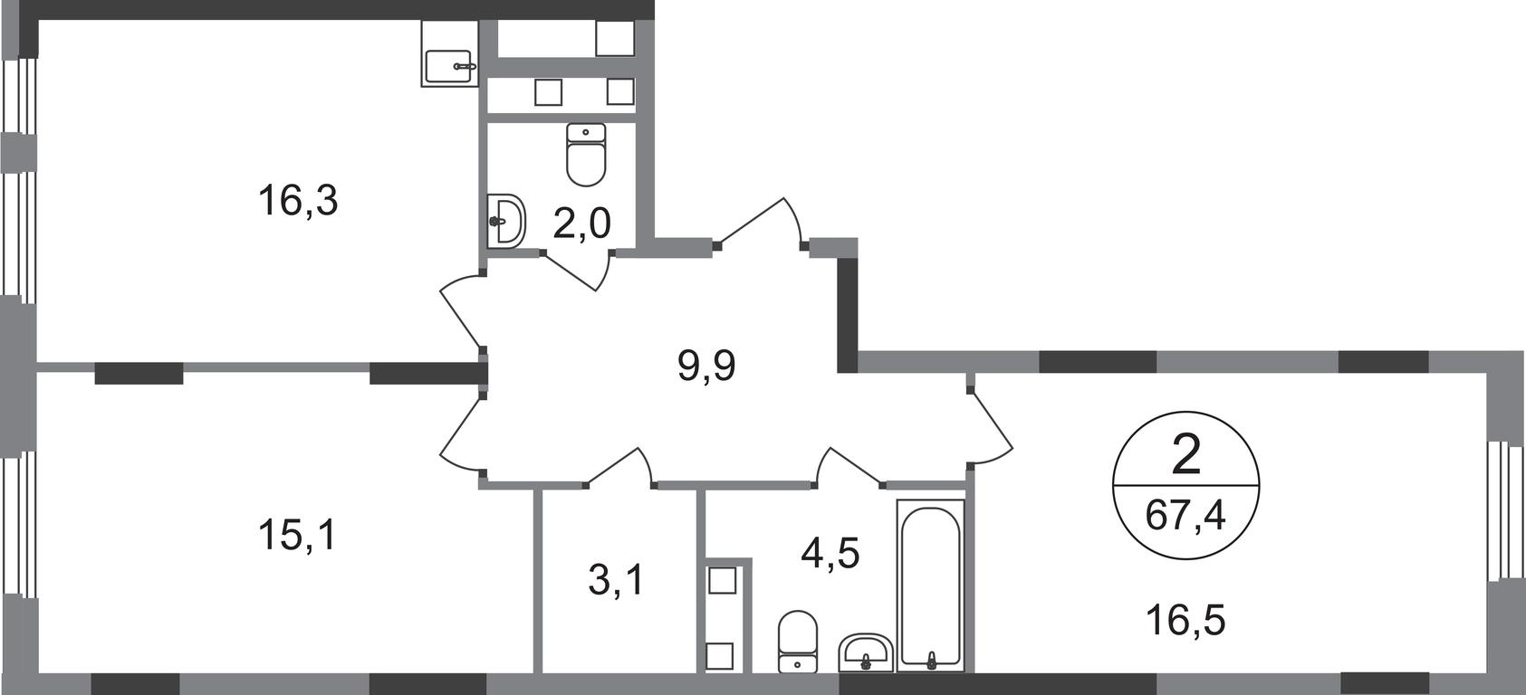 2-BD Apartment Sale, 67.4 sq. m. at Peredelkino Blizhnee, Korneya Chukovskogo Street, 1, Vnukovskoye Settlement, Moscow, Russia #1