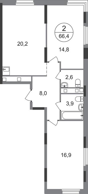 2-BD Apartment Sale, 66.4 sq. m. at Peredelkino Blizhnee, Korneya Chukovskogo Street, 1, Vnukovskoye Settlement, Moscow, Russia #1