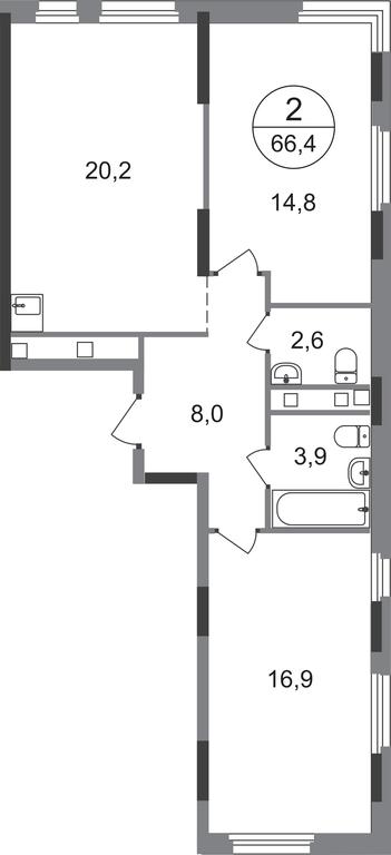 2-BD Apartment Sale, 66.4 sq. m. at Peredelkino Blizhnee, Korneya Chukovskogo Street, 1, Vnukovskoye Settlement, Moscow, Russia #1