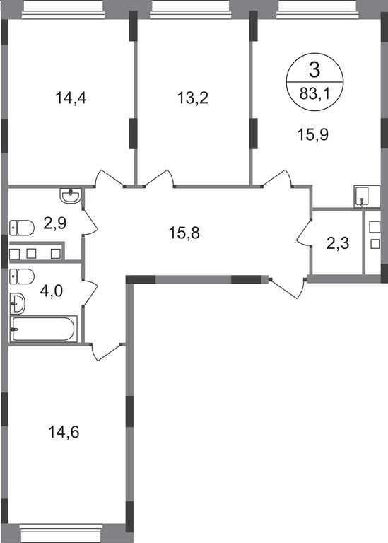 3-BD Apartment Sale, 83.1 sq. m. at Peredelkino Blizhnee, Korneya Chukovskogo Street, 1, Vnukovskoye Settlement, Moscow, Russia #1
