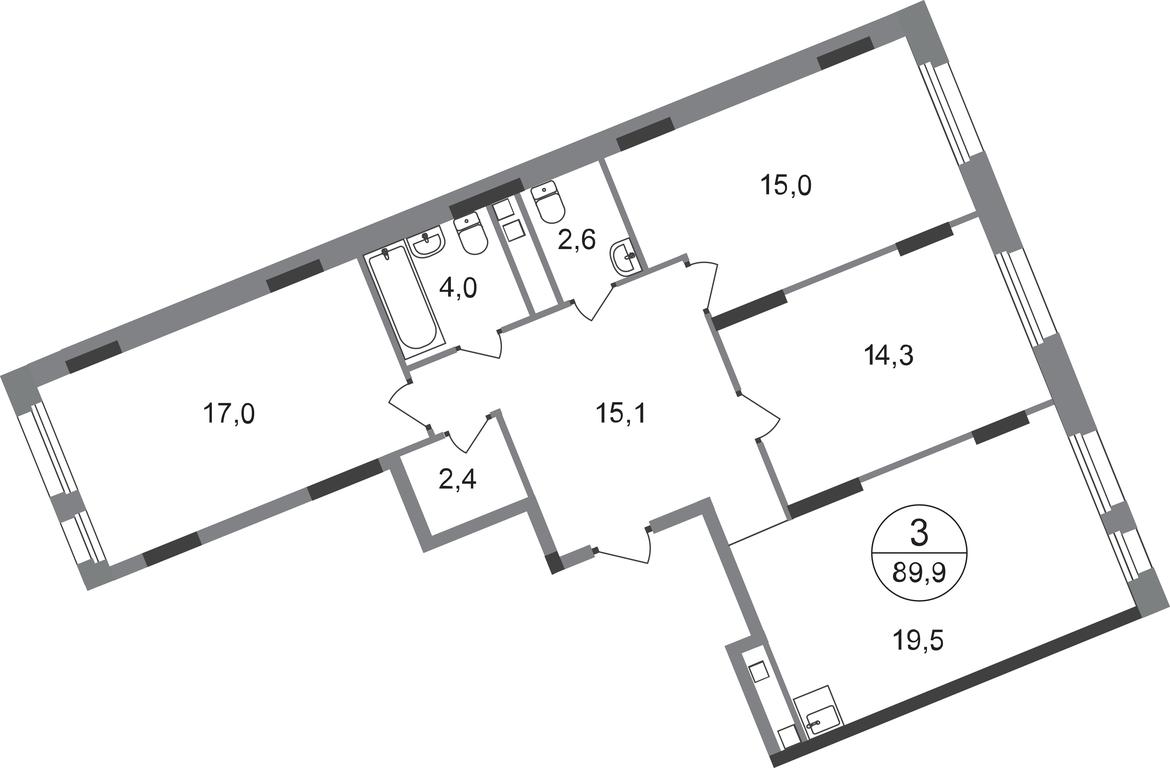 3-BD Apartment Sale, 89.9 sq. m. at Peredelkino Blizhnee, Korneya Chukovskogo Street, 1, Vnukovskoye Settlement, Moscow, Russia #1