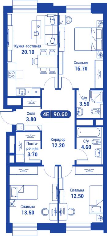3-BD Apartment Sale, 90.6平方米 at iLove, улица Бочкова, 11А, Москва, Россия #1 3-BD Apartment Sale, 90.6平方米 at iLove, улица Бочкова, 11А, Москва, Россия #1