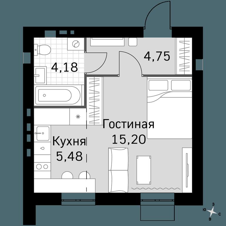 Apartment Sale, 29.61平方米 at Zhavoronki Club, zhiloy kompleks Akkord Smart-kvartal, Mitkino Village, Odintsovskiy City District, Moscow Region, Russia #1 Apartment Sale, 29.61平方米 at Zhavoronki Club, zhiloy kompleks Akkord Smart-kvartal, Mitkino Village, Odintsovskiy City District, Moscow Region, Russia #1
