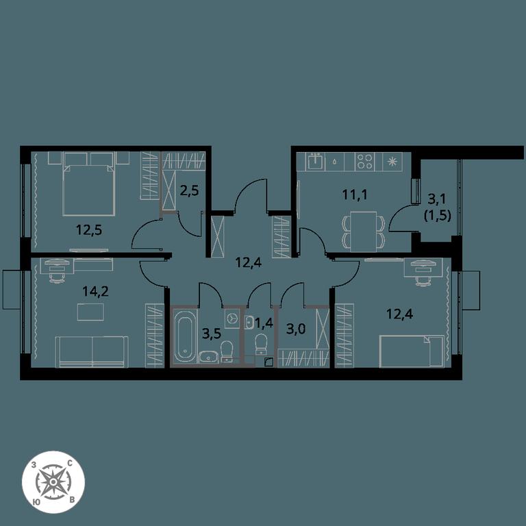 3-BD Apartment Sale, 74.5 sq. m. at Pervy Sheremetevskij, Komsomolskaya Street, 16, Khimki, Moscow Region, Russia #1 3-BD Apartment Sale, 74.5 sq. m. at Pervy Sheremetevskij, Komsomolskaya Street, 16, Khimki, Moscow Region, Russia #1