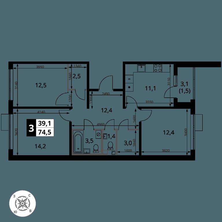 3-BD Apartment Sale, 74.5 sq. m. at Pervy Sheremetevskij, Komsomolskaya Street, 16, Khimki, Moscow Region, Russia #2 3-BD Apartment Sale, 74.5 sq. m. at Pervy Sheremetevskij, Komsomolskaya Street, 16, Khimki, Moscow Region, Russia #2