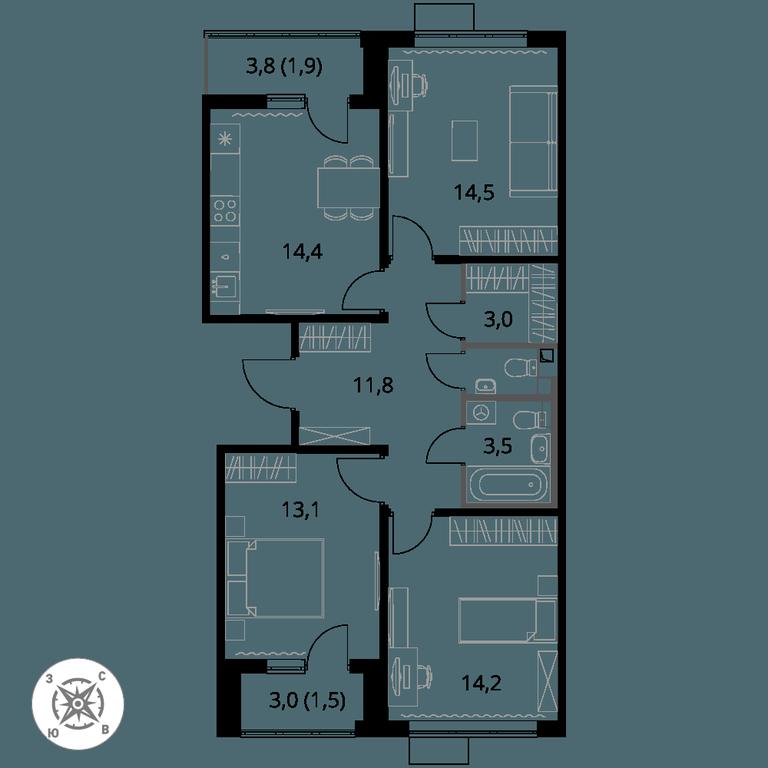 3-BD Apartment Sale, 79.4 sq. m. at Pervy Sheremetevskij, Komsomolskaya Street, 16, Khimki, Moscow Region, Russia #1 3-BD Apartment Sale, 79.4 sq. m. at Pervy Sheremetevskij, Komsomolskaya Street, 16, Khimki, Moscow Region, Russia #1