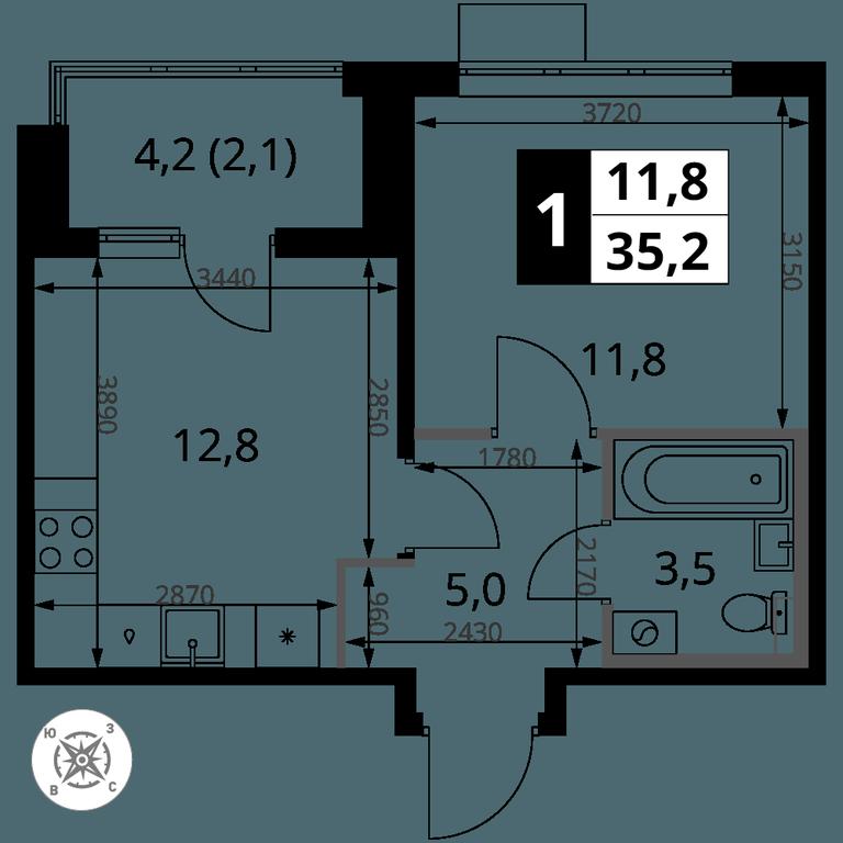 1-BD Apartment Sale, 35.2 sq. m. at Pervy Sheremetevskij, Komsomolskaya Street, 16, Khimki, Moscow Region, Russia #2 1-BD Apartment Sale, 35.2 sq. m. at Pervy Sheremetevskij, Komsomolskaya Street, 16, Khimki, Moscow Region, Russia #2