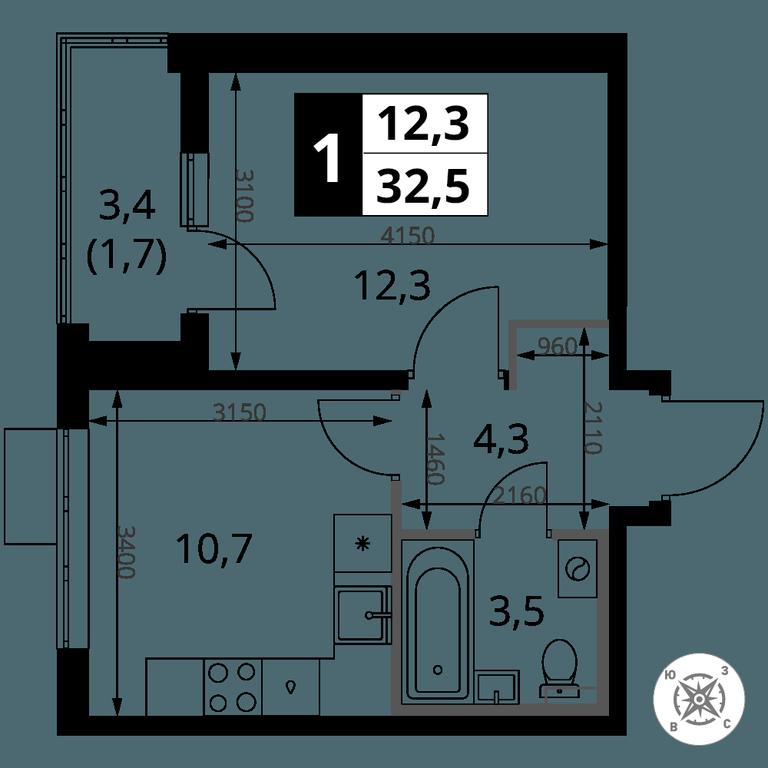 1-BD Apartment Sale, 32.5 sq. m. at Pervy Sheremetevskij, Komsomolskaya Street, 16, Khimki, Moscow Region, Russia #2 1-BD Apartment Sale, 32.5 sq. m. at Pervy Sheremetevskij, Komsomolskaya Street, 16, Khimki, Moscow Region, Russia #2