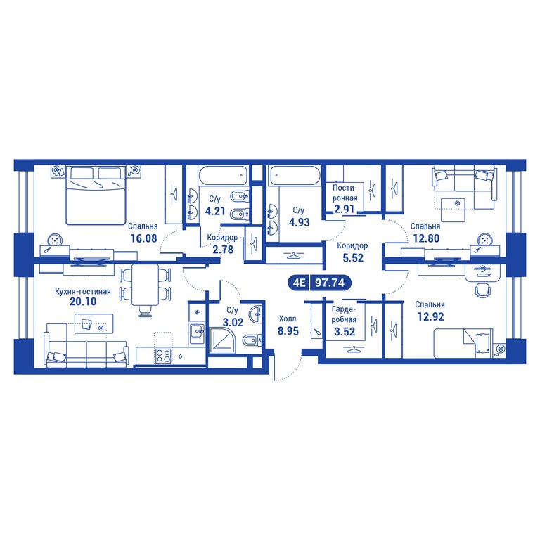 3-BD Apartment Sale, 98.9 sq. m. at iLove, улица Бочкова, 11А, Москва, Россия #1 3-BD Apartment Sale, 98.9 sq. m. at iLove, улица Бочкова, 11А, Москва, Россия #1