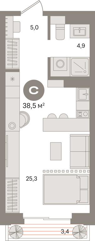 Apartment Sale, 39.2平方米 at Kvartal «MONS», Ogorodny Drive, Moscow, Russia #1