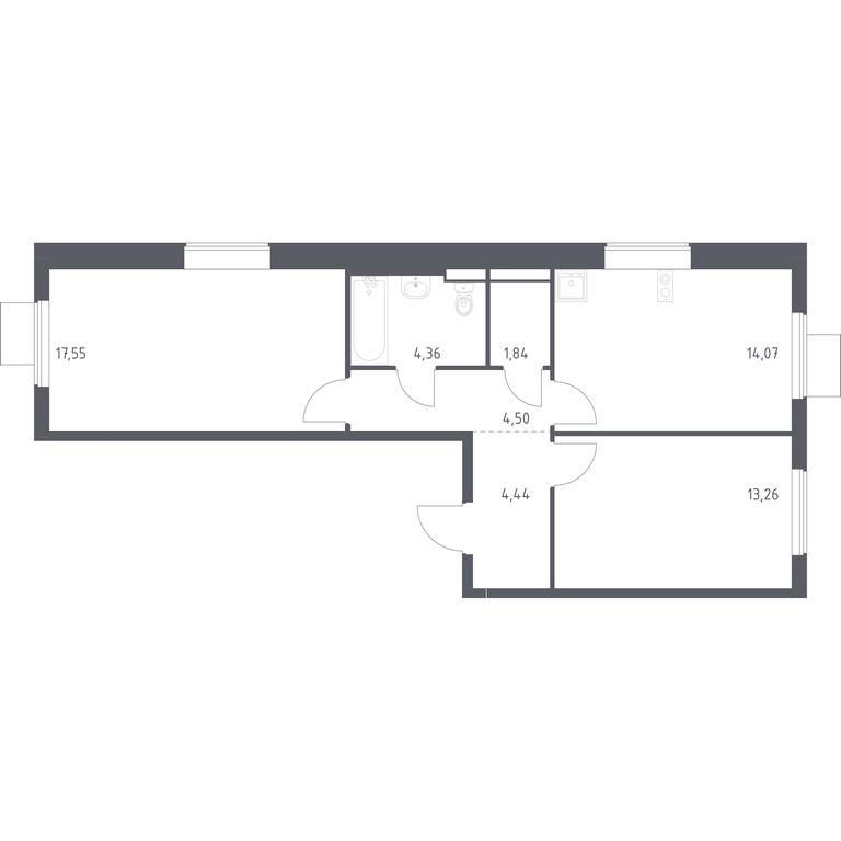 1-BD Apartment Sale, 60.02平方米 at Gorki Park, Shkolnaya ulitsa, 2, derevnya Korobovo, Leninskiy City District, Moscow Region, Russia #1
