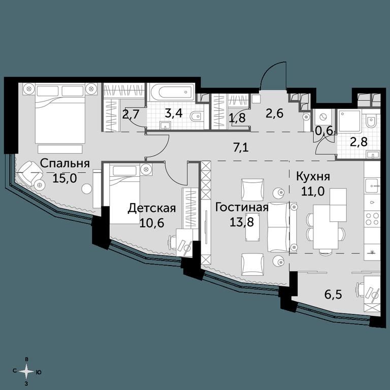 3-BD Apartment Sale, 77.9平方米 at Rotterdam, Varshavskoye Highway, 37Ак1с2, Moscow, Russia #1 3-BD Apartment Sale, 77.9平方米 at Rotterdam, Varshavskoye Highway, 37Ак1с2, Moscow, Russia #1