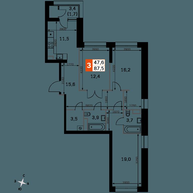 3-BD Apartment Sale, 86.7平方米 at Sky Garden, Stroitelny Drive, 9с6, Moscow, Russia #1 3-BD Apartment Sale, 86.7平方米 at Sky Garden, Stroitelny Drive, 9с6, Moscow, Russia #1