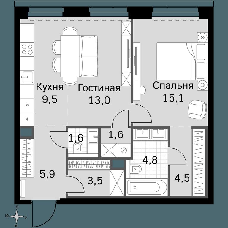 2-BD Apartment Sale, 59.5 sq. m. at Amber City, 3rd Khoroshyovsky Drive, 3А, Moscow, Russia #1 2-BD Apartment Sale, 59.5 sq. m. at Amber City, 3rd Khoroshyovsky Drive, 3А, Moscow, Russia #1