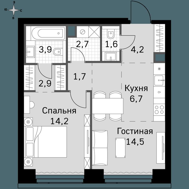 2-BD Apartment Sale, 52.4平方米 at Amber City, 3rd Khoroshyovsky Drive, 3А, Moscow, Russia #1 2-BD Apartment Sale, 52.4平方米 at Amber City, 3rd Khoroshyovsky Drive, 3А, Moscow, Russia #1