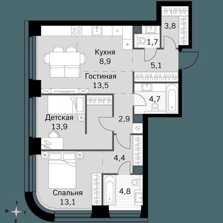 3-BD Apartment Sale, 76.8 sq. m. at Amber City, 3rd Khoroshyovsky Drive, 3А, Moscow, Russia #1 3-BD Apartment Sale, 76.8 sq. m. at Amber City, 3rd Khoroshyovsky Drive, 3А, Moscow, Russia #1