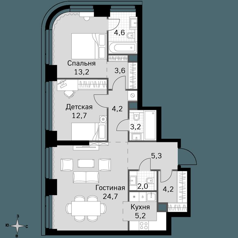 3-BD Apartment Sale, 82.9平方米 at Amber City, 3rd Khoroshyovsky Drive, 3А, Moscow, Russia #1 3-BD Apartment Sale, 82.9平方米 at Amber City, 3rd Khoroshyovsky Drive, 3А, Moscow, Russia #1