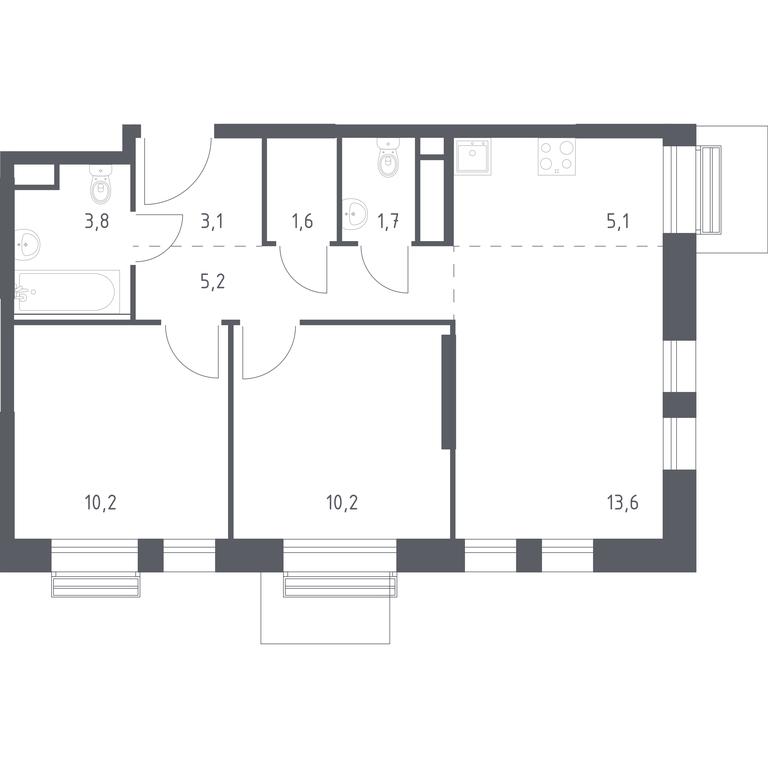 1-BD Apartment Sale, 53 sq. m. at Kvartal na Vode, Shosseynaya Street, 90с42, Moscow, Russia #1 1-BD Apartment Sale, 53 sq. m. at Kvartal na Vode, Shosseynaya Street, 90с42, Moscow, Russia #1