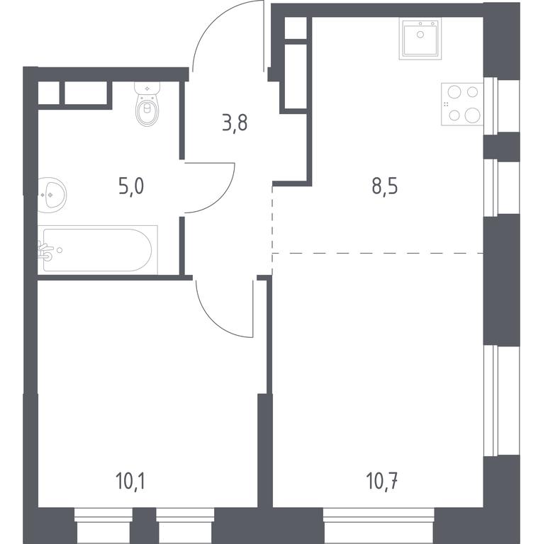 Apartment Sale, 38.1平方米 at Kvartal na Vode, Shosseynaya Street, 90с42, Moscow, Russia #1 Apartment Sale, 38.1平方米 at Kvartal na Vode, Shosseynaya Street, 90с42, Moscow, Russia #1