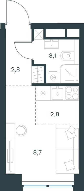 Apartment Sale, 17.4平方米 at Level Zvenigorodskaya, 3rd Silikatny Drive, 6к1, Moscow, Russia #1