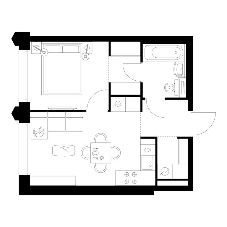 1-BD Apartment Sale, 34.5 sq. m. at Businovskiy Park, Izhorskaya Street, 6с5, Moscow, Russia #1