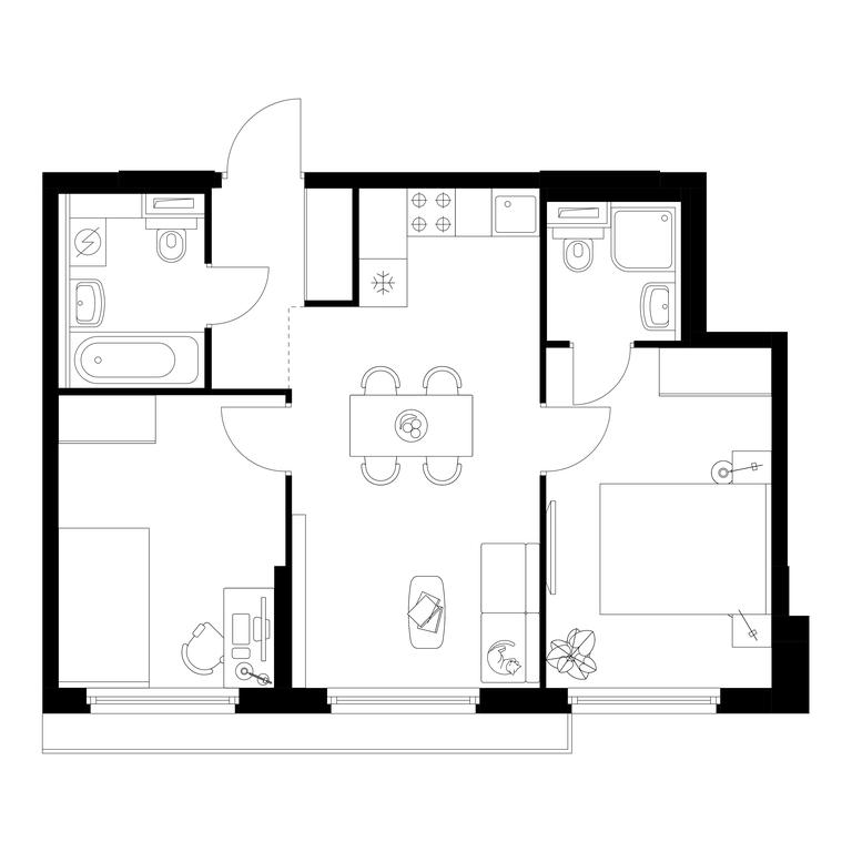 2-BD Apartment Sale, 49.9 sq. m. at Businovskiy Park, Izhorskaya Street, 6с5, Moscow, Russia #1