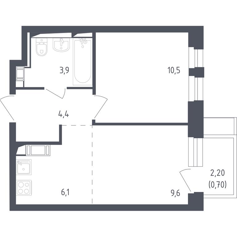 Apartment Sale, 34.6平方米 at Mytishchi Park, Silikatnaya ulitsa, 41к3, Mytischi, Moscow Region, Russia #1
