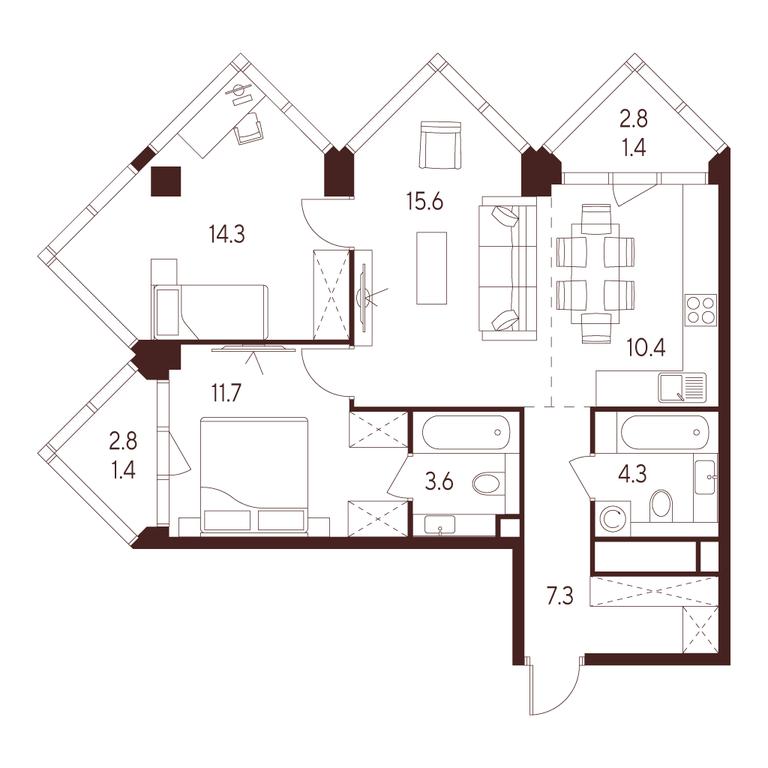 2-BD Apartment Sale, 70 sq. m. at INDY TOWERS (Indi Tauerz), Kuusinen Street, Moscow, Russia #1 2-BD Apartment Sale, 70 sq. m. at INDY TOWERS (Indi Tauerz), Kuusinen Street, Moscow, Russia #1