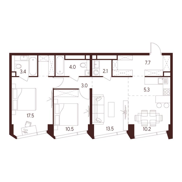 2-BD Apartment Sale, 77.2平方米 at INDY TOWERS (Indi Tauerz), Kuusinen Street, Moscow, Russia #1 2-BD Apartment Sale, 77.2平方米 at INDY TOWERS (Indi Tauerz), Kuusinen Street, Moscow, Russia #1