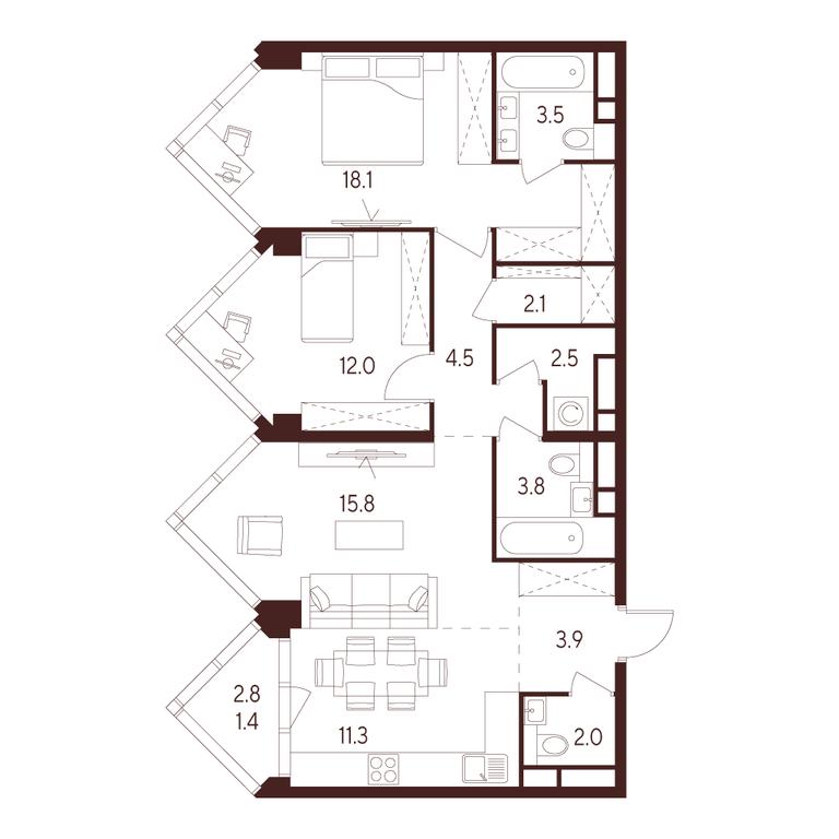 2-BD Apartment Sale, 80.9 sq. m. at INDY TOWERS (Indi Tauerz), Kuusinen Street, Moscow, Russia #1 2-BD Apartment Sale, 80.9 sq. m. at INDY TOWERS (Indi Tauerz), Kuusinen Street, Moscow, Russia #1