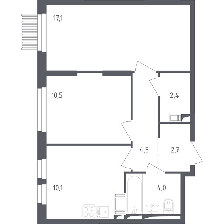1-BD Apartment Sale, 51 sq. m. at Mytishchi Park, Silikatnaya ulitsa, 41к3, Mytischi, Moscow Region, Russia #1