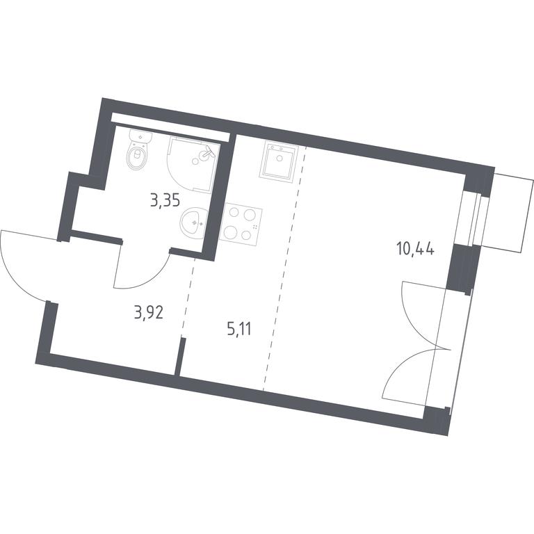 Apartment Sale, 22.82 sq. m. at Kvartal Zapadnyj, kvartal № 76, Marushkinskoye Settlement, Moscow, Russia #1