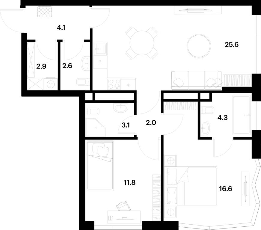 1-BD Apartment Sale, 73 sq. m. at Alia, Lyotnaya Street, 95Бк2, Moscow, Russia #1