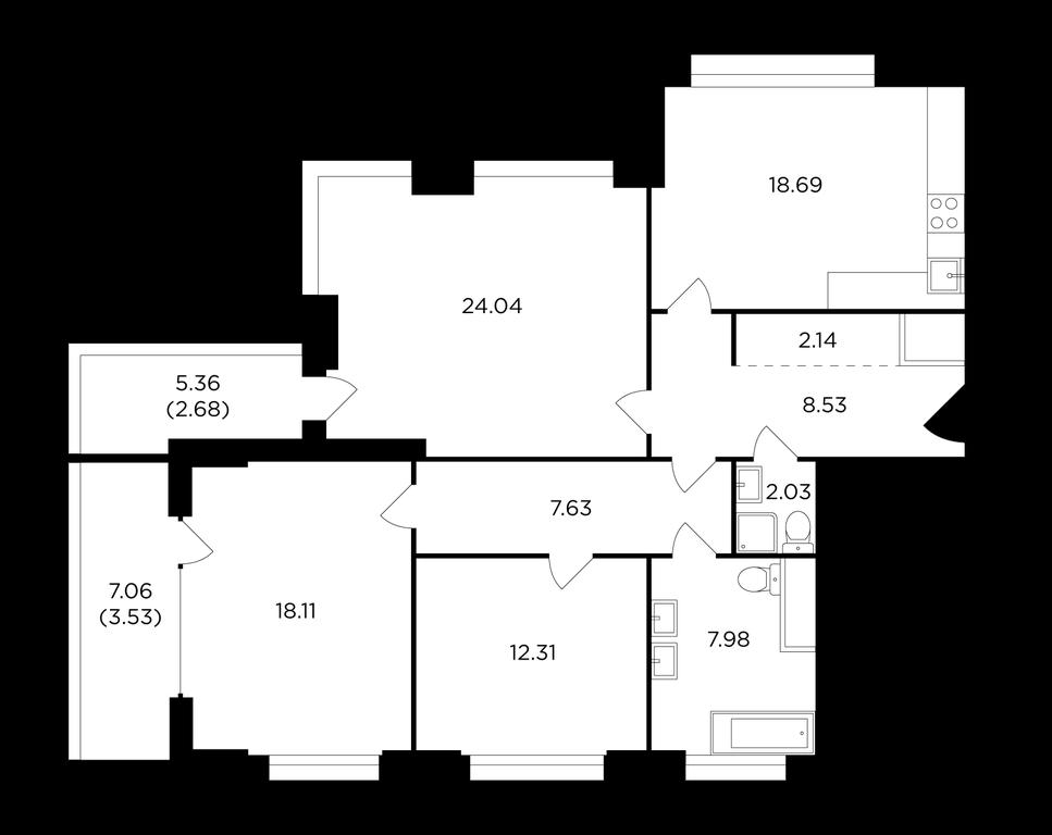 1-BD Apartment Sale, 46.6平方米 at RiverSky, Vostochnaya Street, 4Ак1, Moscow, Russia #1 1-BD Apartment Sale, 46.6平方米 at RiverSky, Vostochnaya Street, 4Ак1, Moscow, Russia #1