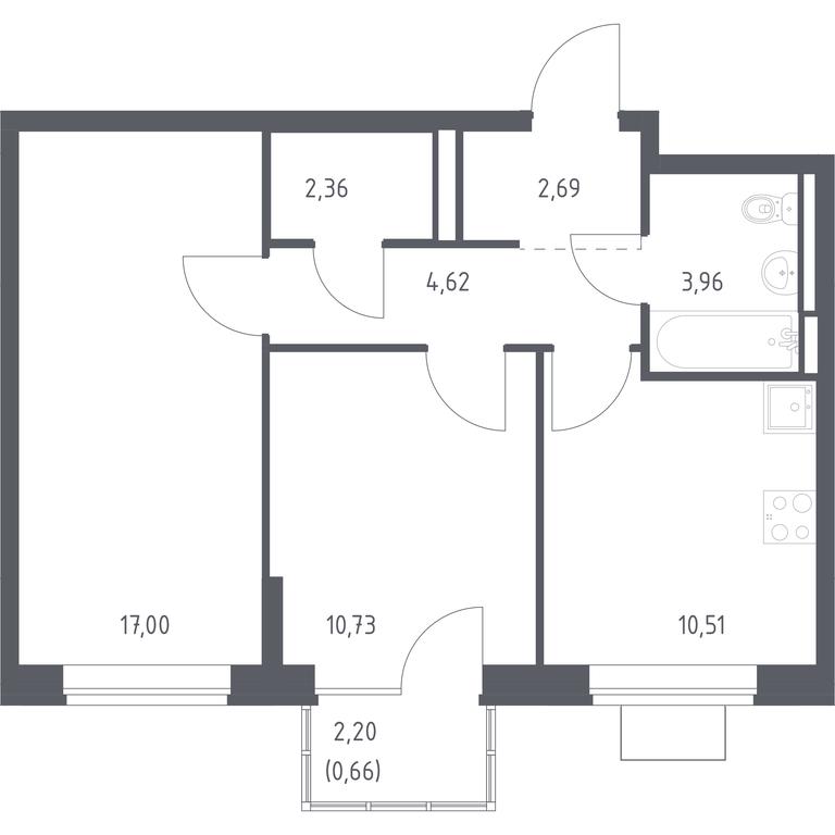 1-BD Apartment Sale, 52.53平方米 at Bogdanovskiy Les, derevnya Bogdanikha, Leninskiy City District, Moscow Region, Russia #1 1-BD Apartment Sale, 52.53平方米 at Bogdanovskiy Les, derevnya Bogdanikha, Leninskiy City District, Moscow Region, Russia #1