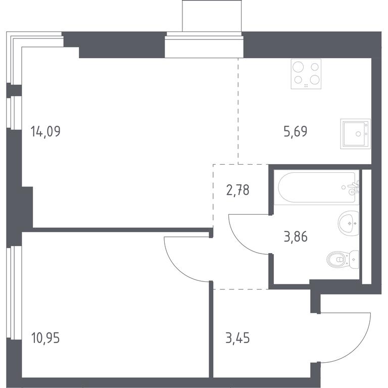 Apartment Sale, 40.82 sq. m. at Gorki Park, Shkolnaya ulitsa, 2, derevnya Korobovo, Leninskiy City District, Moscow Region, Russia #1