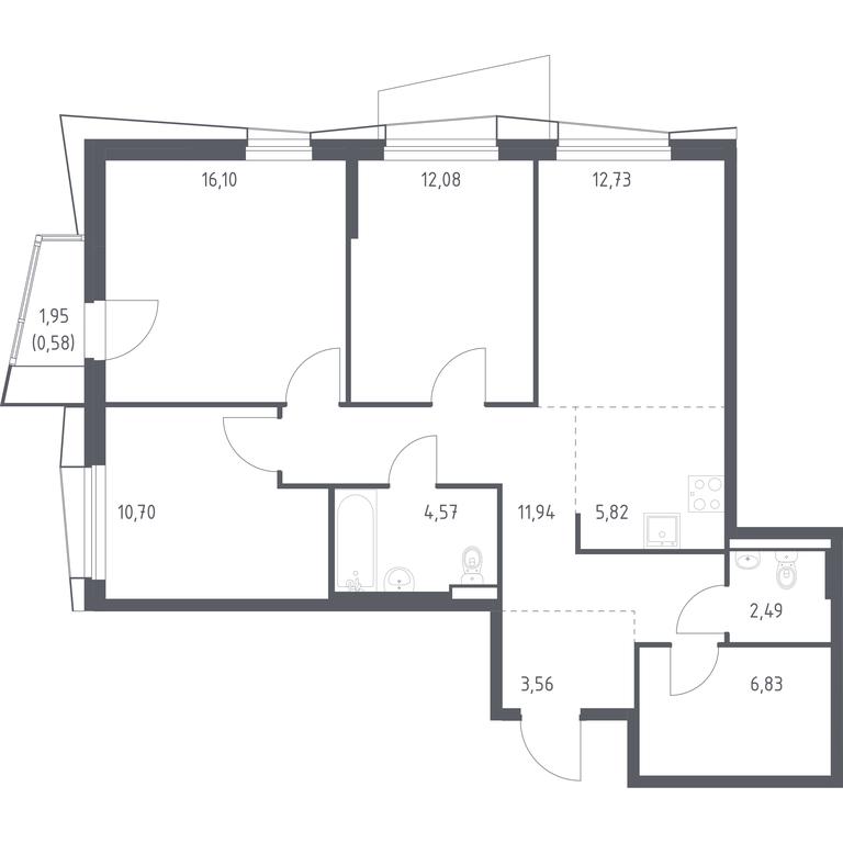 2-BD Apartment Sale, 87.4 sq. m. at Kvartal Aviatorov, ulitsa Koldunova, Aviatorov Microdistrict, Balashikha, Moscow Region, Russia #1