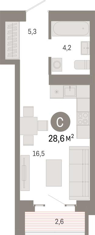 Apartment Sale, 28.6平方米 at Kvartal Metronom, Tagilskaya Street, Moscow, Russia #1