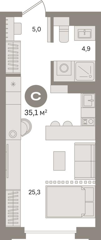 Apartment Sale, 35平方米 at Kvartal «MONS», Ogorodny Drive, Moscow, Russia #1