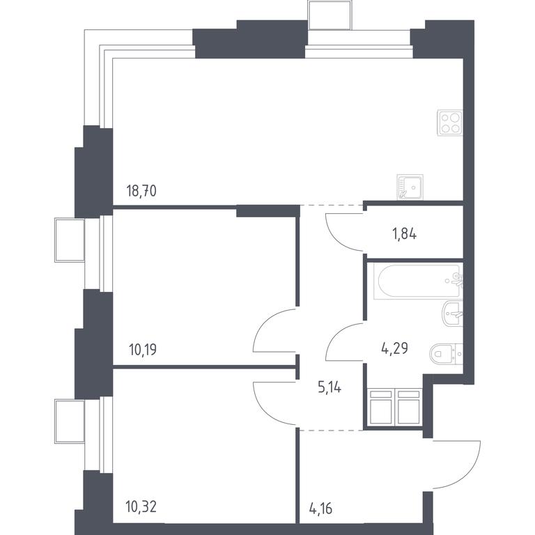 1-BD Apartment Sale, 54.32 sq. m. at Troparevo Park, Kiyevskoye shosse, 21-y kilometr, 3с4, Mosrentgen Settlement, Moscow, Russia #1 1-BD Apartment Sale, 54.32 sq. m. at Troparevo Park, Kiyevskoye shosse, 21-y kilometr, 3с4, Mosrentgen Settlement, Moscow, Russia #1