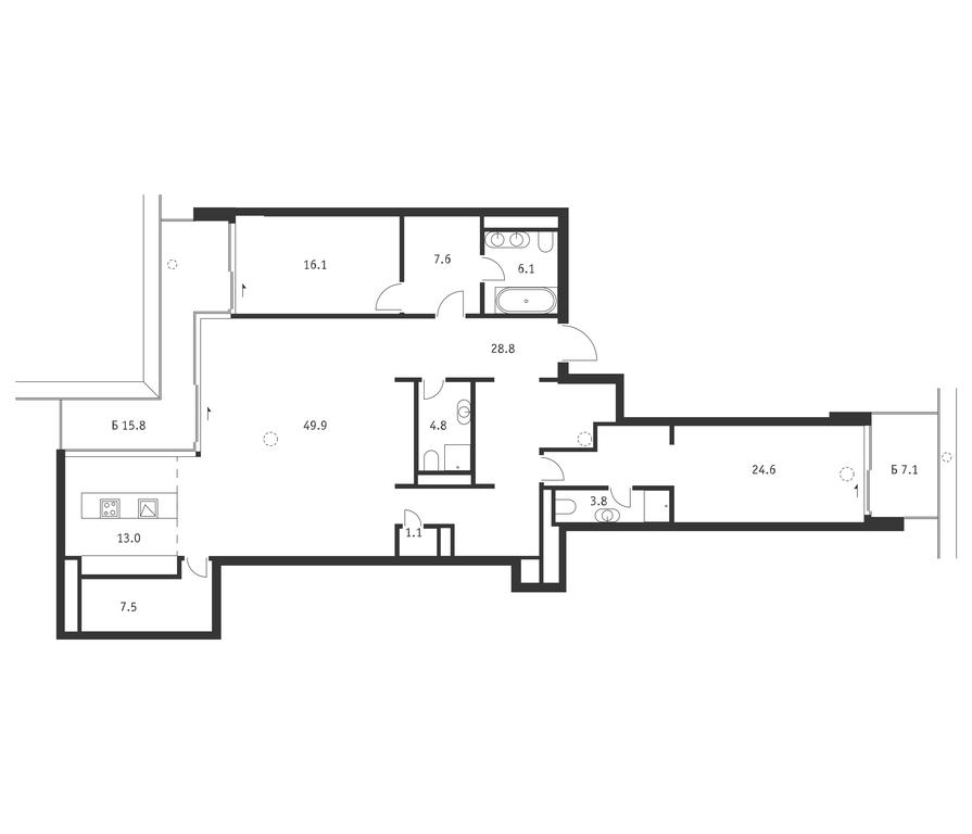 2-BD Apartment Sale, 170.1平方米 at Badaevskiy, Kutuzovsky Avenue, 12с3, Moscow, Russia #1