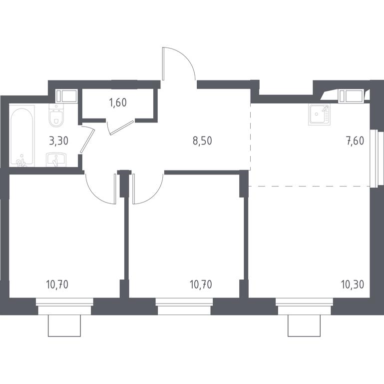 1-BD Apartment Sale, 53.3 sq. m. at Liubertsy, ulitsa Kamova, 5к1, Lyubertsy, Moscow Region, Russia #1
