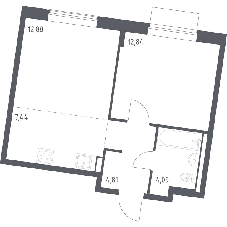 Apartment Sale, 42.06 sq. m. at Kvartal Zapadnyj, kvartal № 76, Marushkinskoye Settlement, Moscow, Russia #1 Apartment Sale, 42.06 sq. m. at Kvartal Zapadnyj, kvartal № 76, Marushkinskoye Settlement, Moscow, Russia #1
