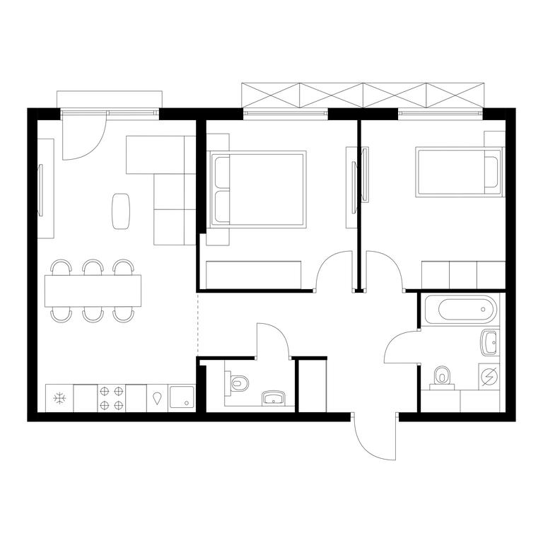 2-BD Apartment Sale, 58.3平方米 at Yauza Park, ulitsa Kolontsova, 4, Mytischi, Moscow Region, Russia #1