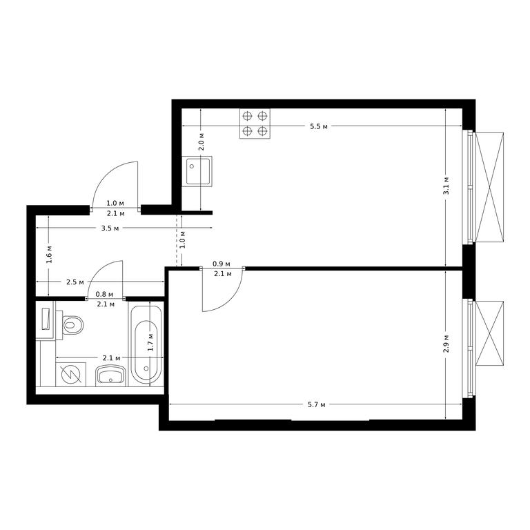 1-BD Apartment Sale, 41.8 sq. m. at Bolshaya Akademicheskaya 85, 3rd Nizhnelikhoborsky Drive, 1с16, Moscow, Russia #1