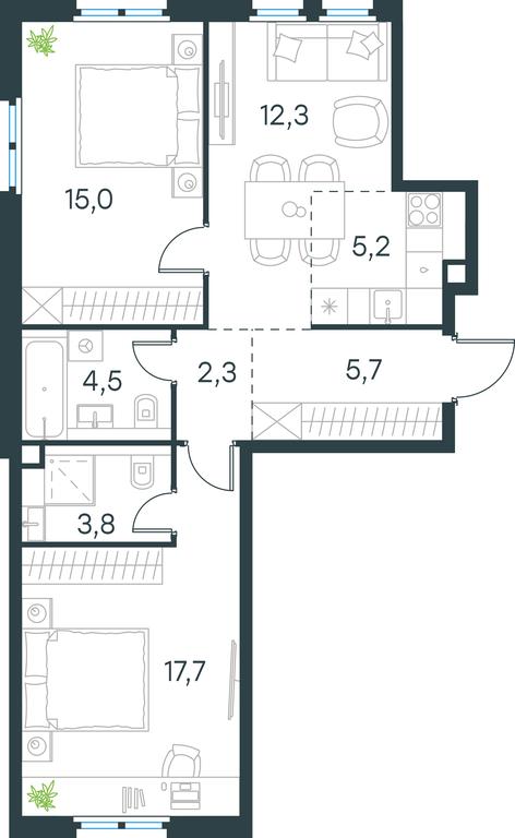 2-BD Apartment Sale, 66.5 sq. m. at Level Nizhegorodskaja, Perovskoye Highway, 21с1, Moscow, Russia #1 2-BD Apartment Sale, 66.5 sq. m. at Level Nizhegorodskaja, Perovskoye Highway, 21с1, Moscow, Russia #1