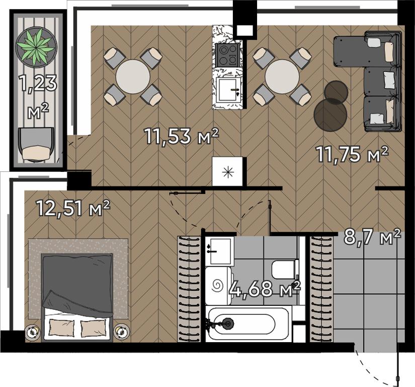 3-BD Apartment Sale, 50.4 sq. m. at Kvartal Serebryany Bor, Berzarina Street, Moscow, Russia #1