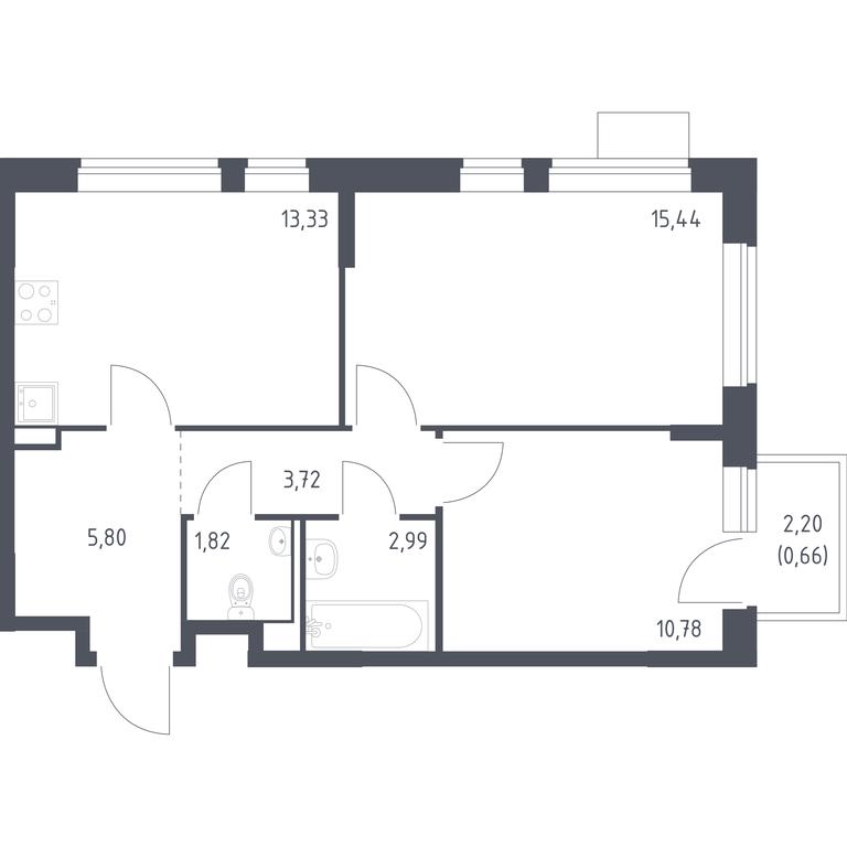 1-BD Apartment Sale, 54.54平方米 at Molzhaninovo, Leningradskoye Highway, 229, Moscow, Russia #1 1-BD Apartment Sale, 54.54平方米 at Molzhaninovo, Leningradskoye Highway, 229, Moscow, Russia #1